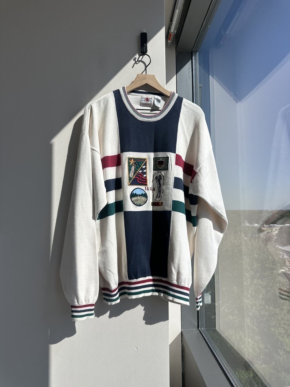 Vintage Cotton Traders Sport USA Golf Graphic Knit Sweater 100 Cotton Sz XL